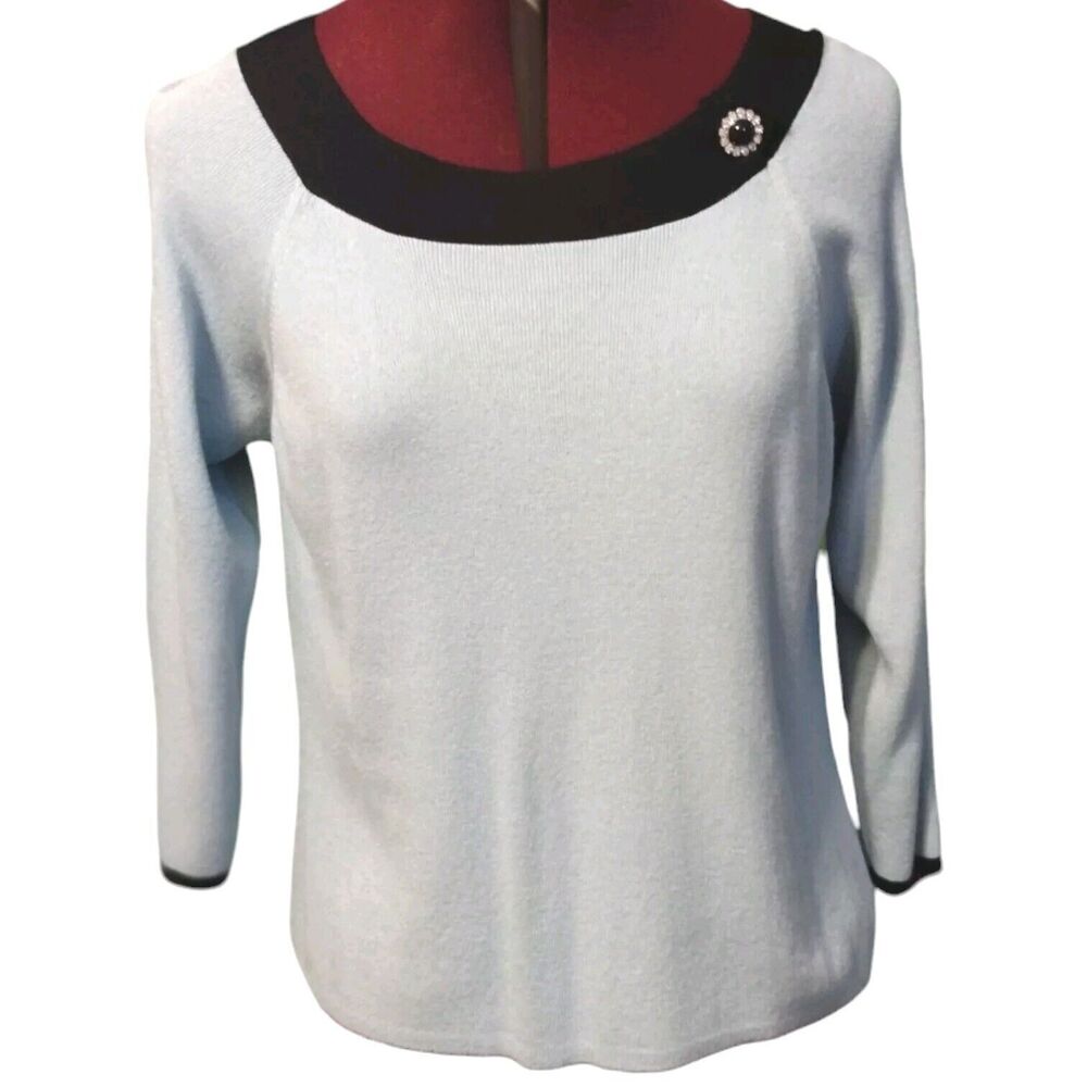 Pink Poodle Size L 50's Sweater Round Collar 3/4 Sleeve